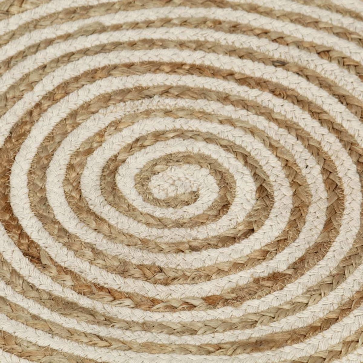 VIDAXL Tapis fait a la main Jute avec design de spirale Blanc 90 cm