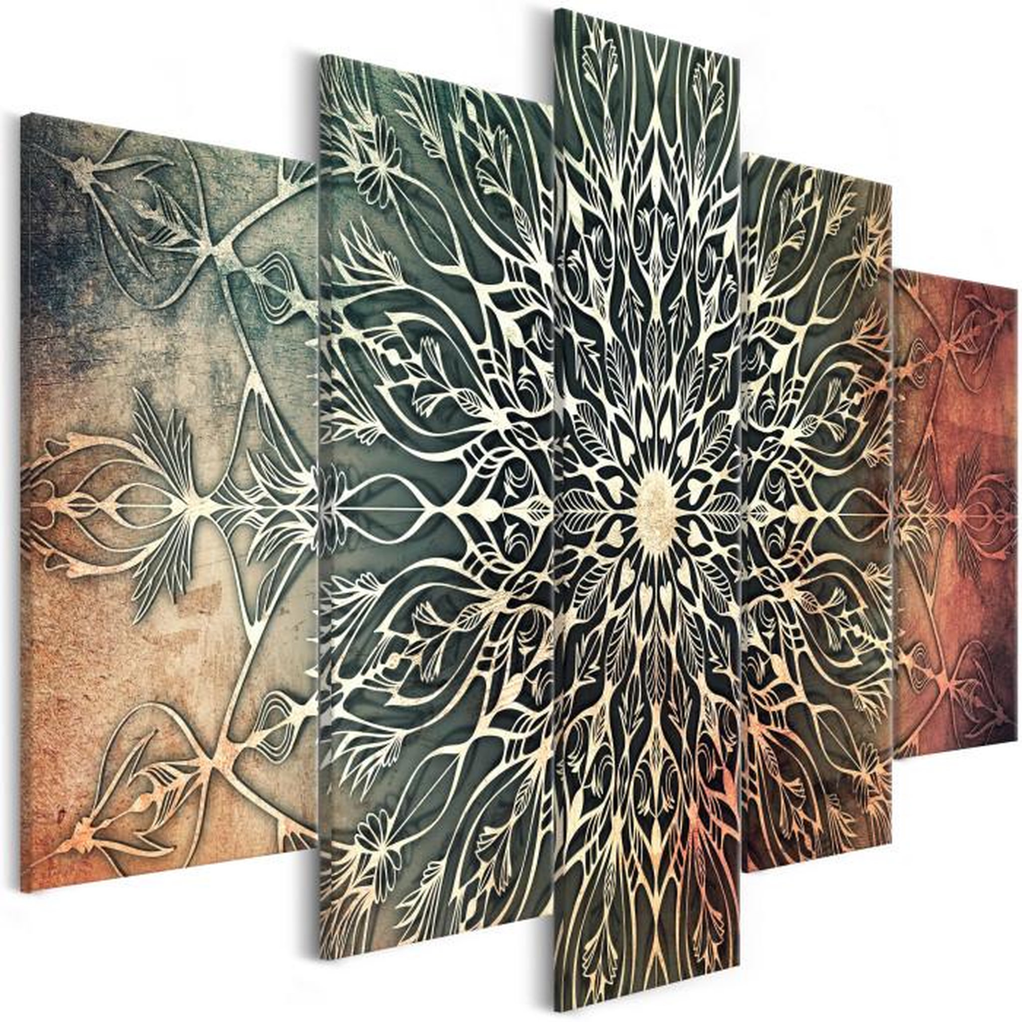 Paris Prix Tableau Imprimé 5 Panneaux  Center Wide Green. Coloris disponibles : Multicolore