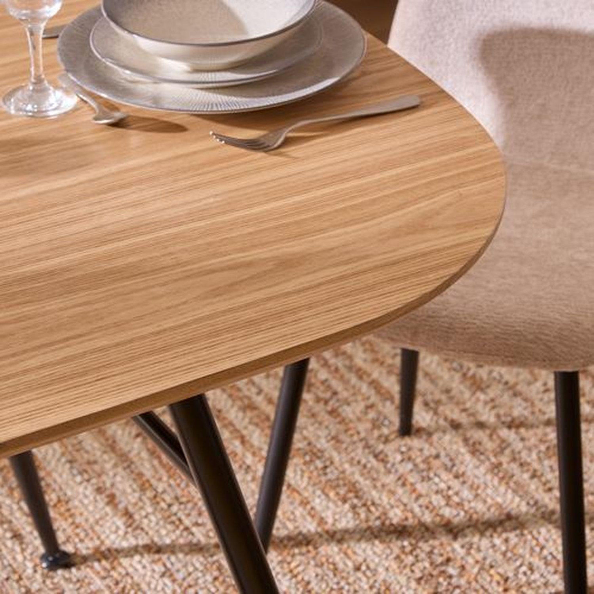 Voir la diapositive 3 : ATMOSPHERA Table à manger en bois et métal 6 personnes roxas - beige et noir
