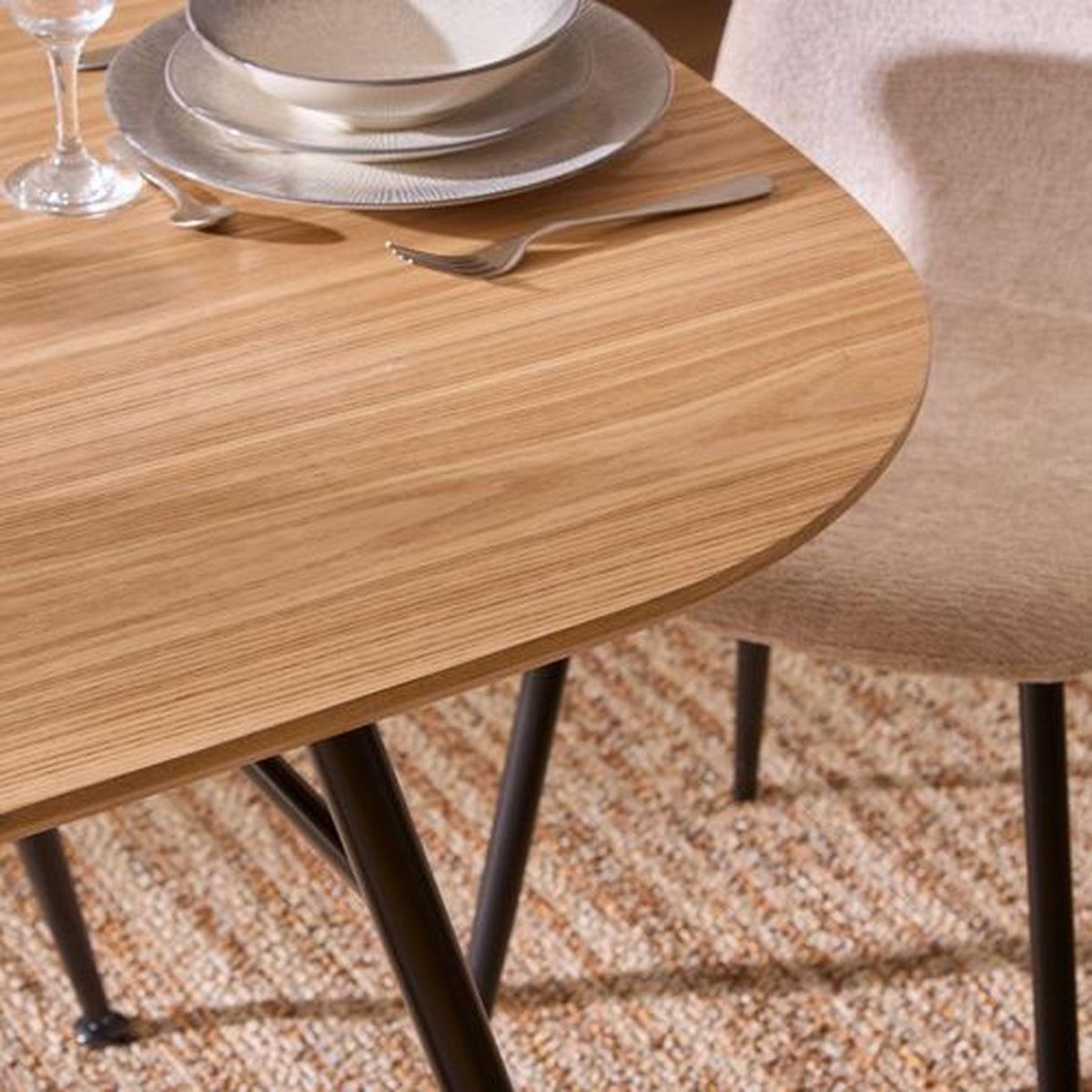 ATMOSPHERA Table à manger en bois et métal 6 personnes ROXAS - Beige et noir