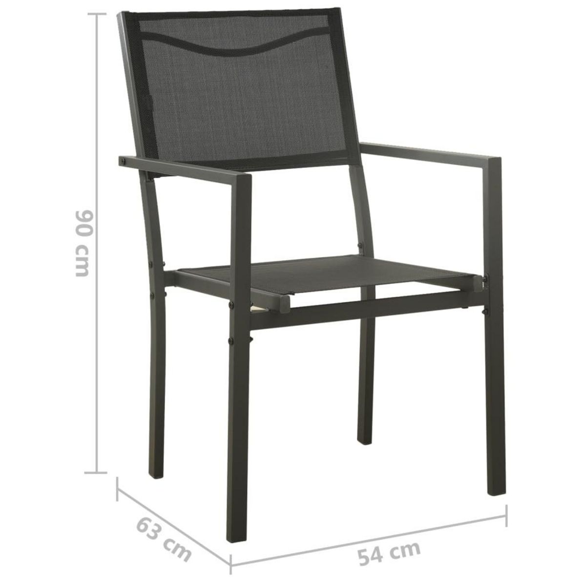 VIDAXL Chaises de jardin lot de 2 Textilene et acier Noir anthracite