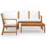 Voir la diapositive 3 : VIDAXL Salon de jardin 4 pcs avec coussin Creme Bois d'acacia solide