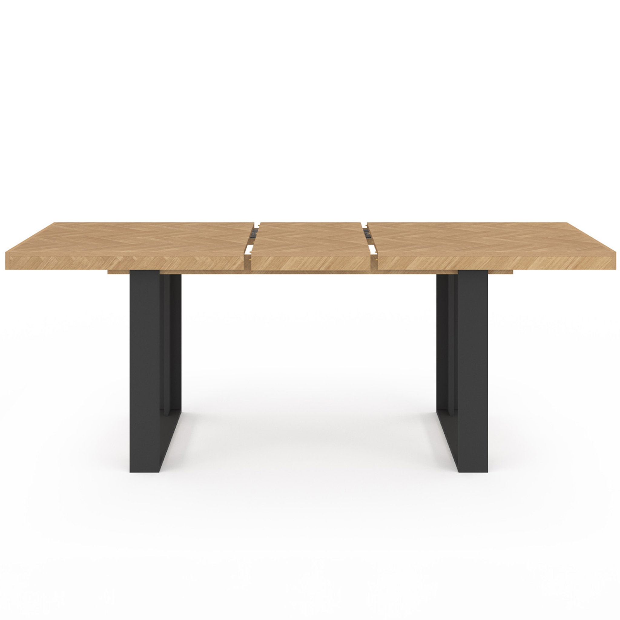 Voir la diapositive 3 : ID MARKET Table à manger extensible rectangle cassius 4-8 personnes effet chevrons et pieds noirs 160-200 cm