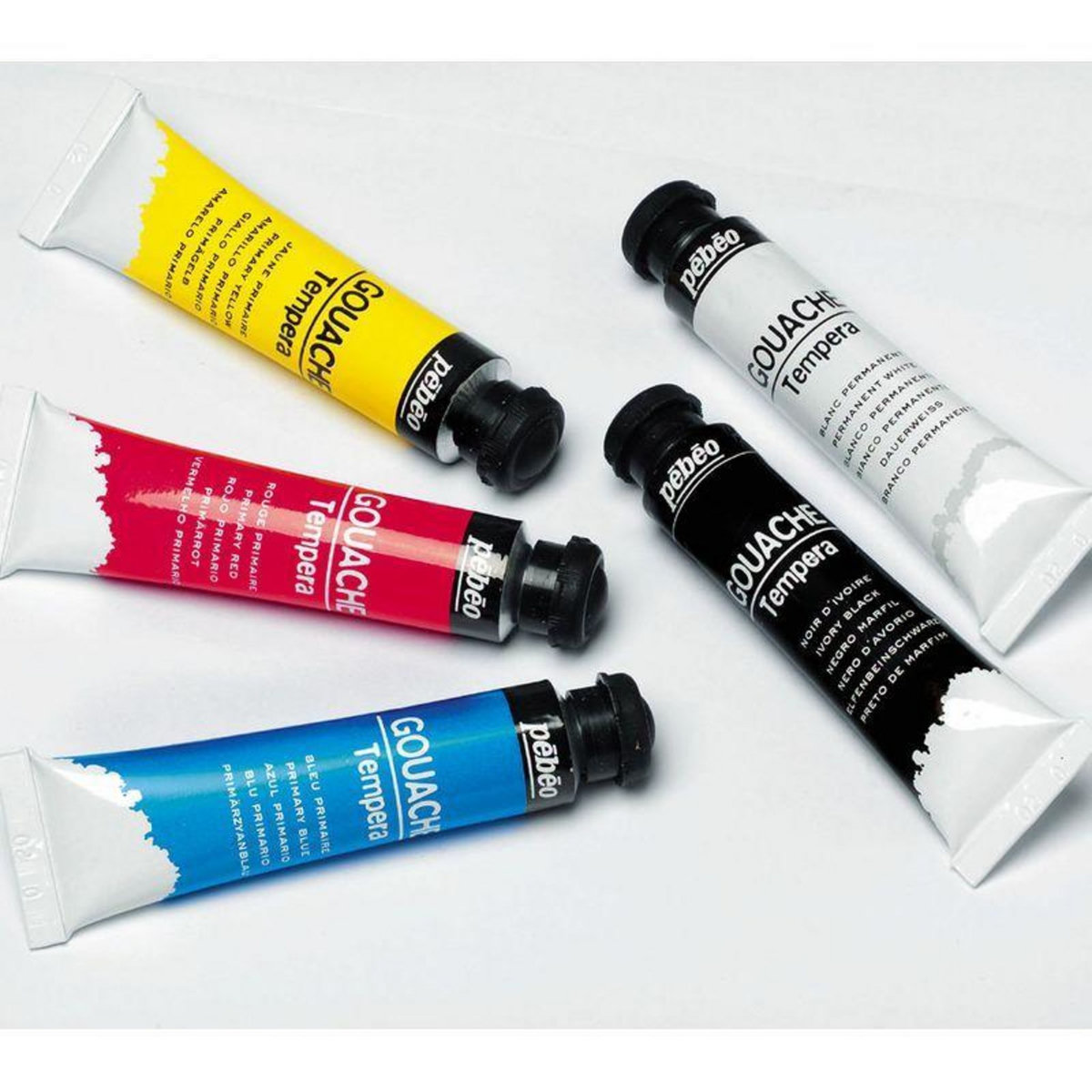 Pebeo Boîte de 5 tubes de peinture gouache + palette - 5 x 10 ml