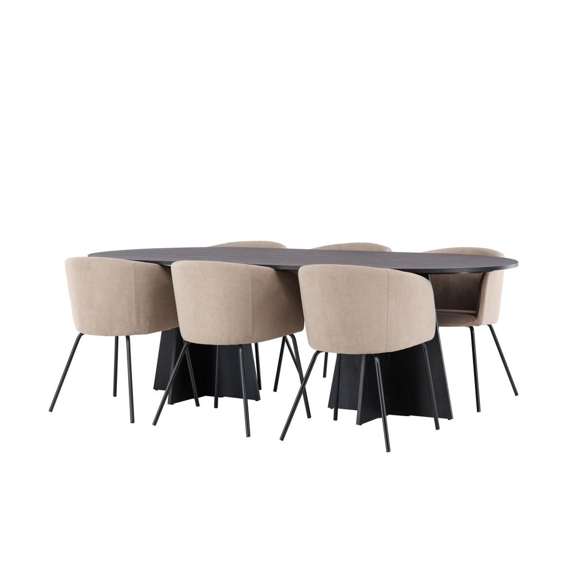 Voir la diapositive 3 : Paris Prix Ensemble table à manger & 6 chaises  bootcut & berit  230cm noir & beige