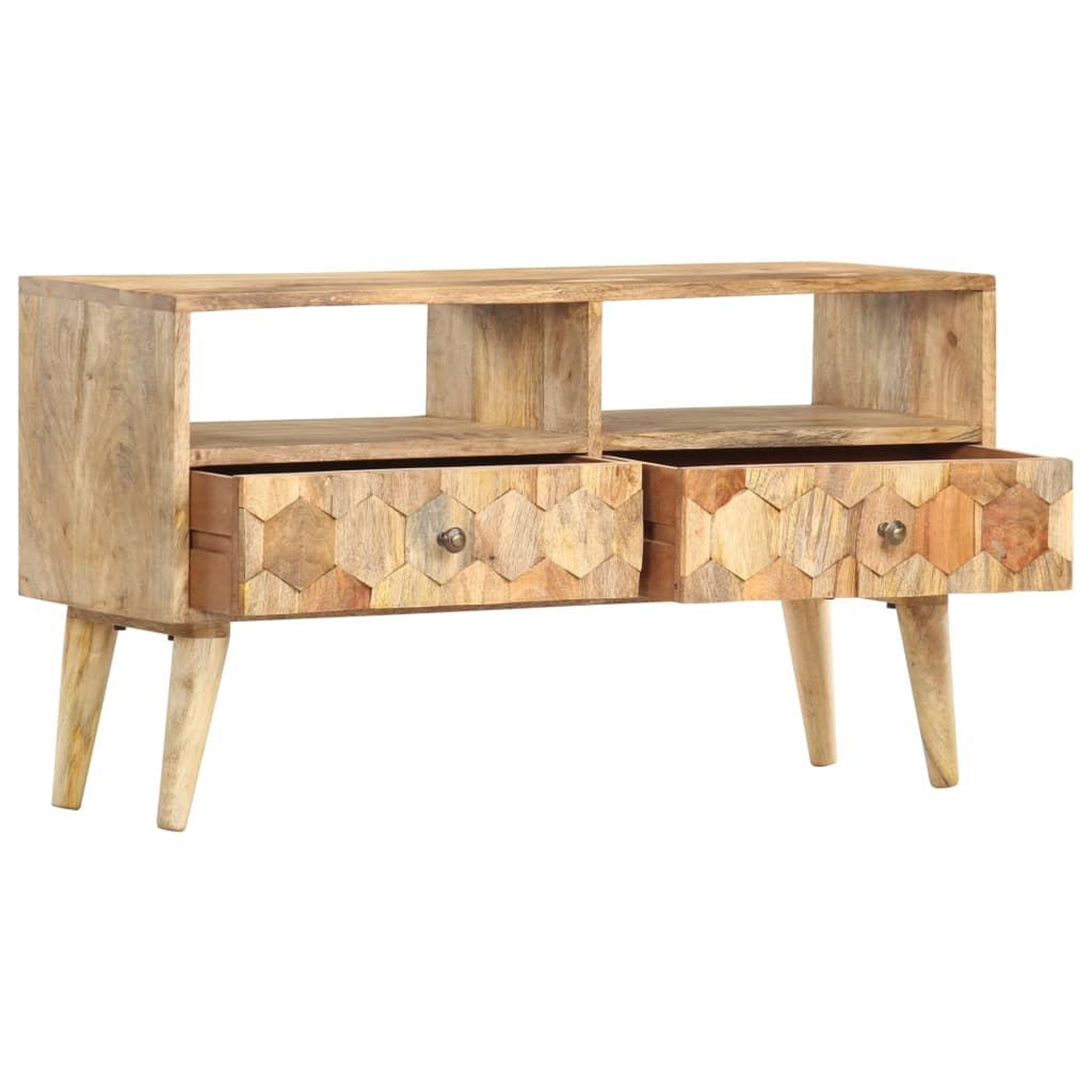 Voir la diapositive 3 : VIDAXL Meuble TV 90x30x50 cm Bois de manguier solide