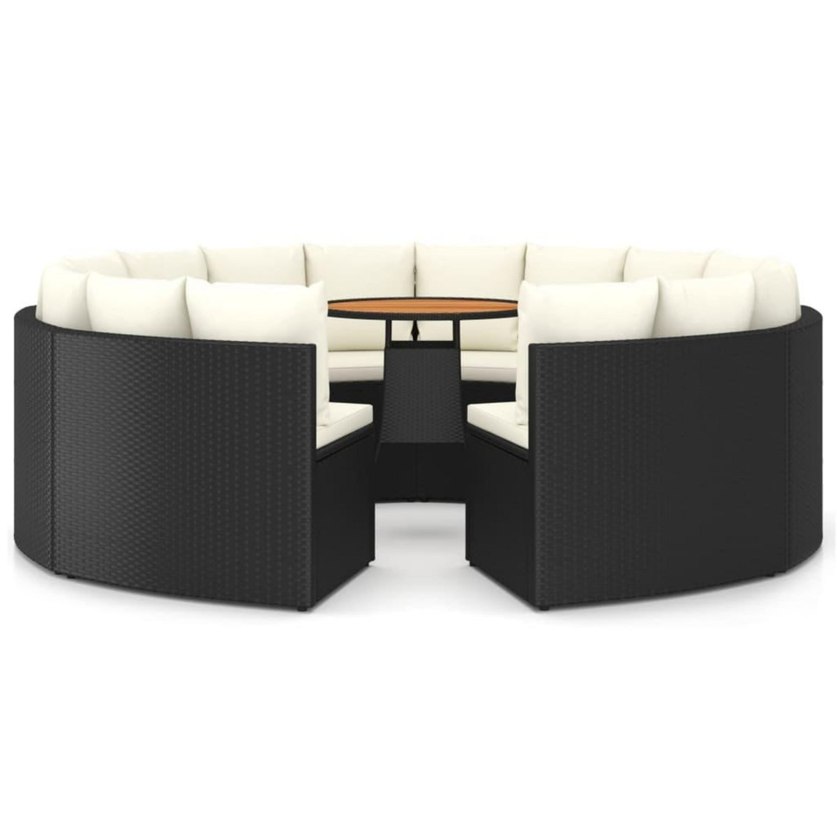 VIDAXL Salon de jardin 9 pcs avec coussins Resine tressee Noir