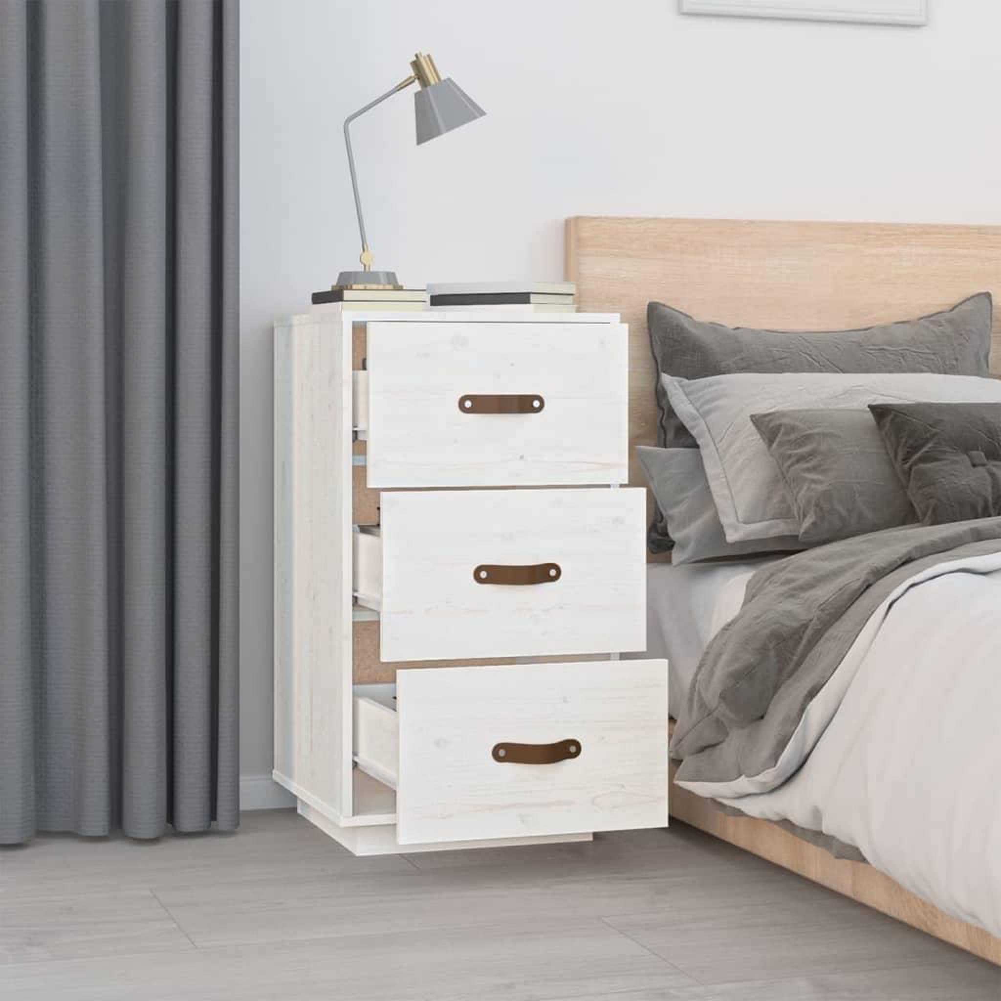 Voir la diapositive 3 : VIDAXL Table de chevet Blanc 40x40x75 cm Bois de pin solide