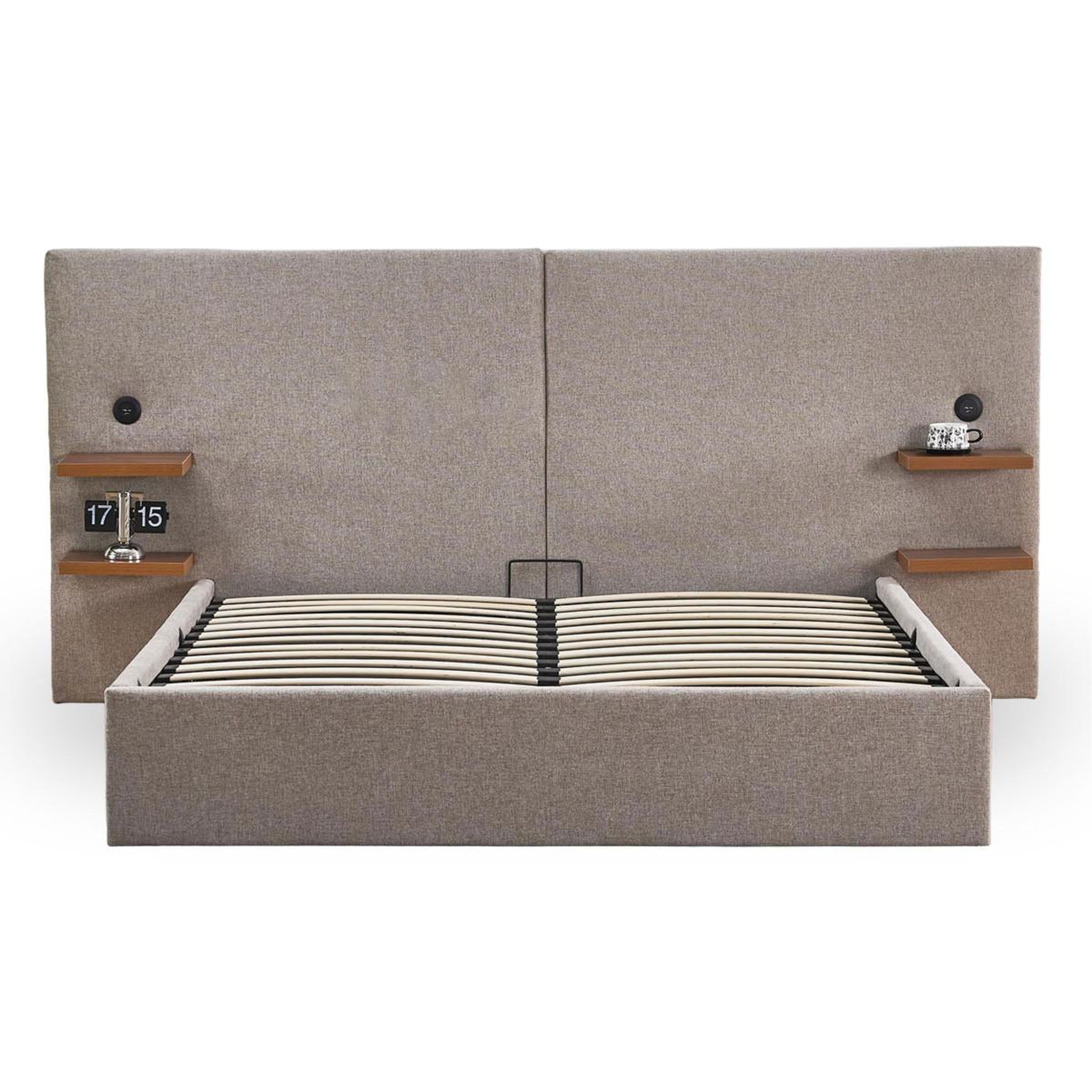 Paris Prix Lit coffre avec tablettes & usb  mike  160x200cm taupe