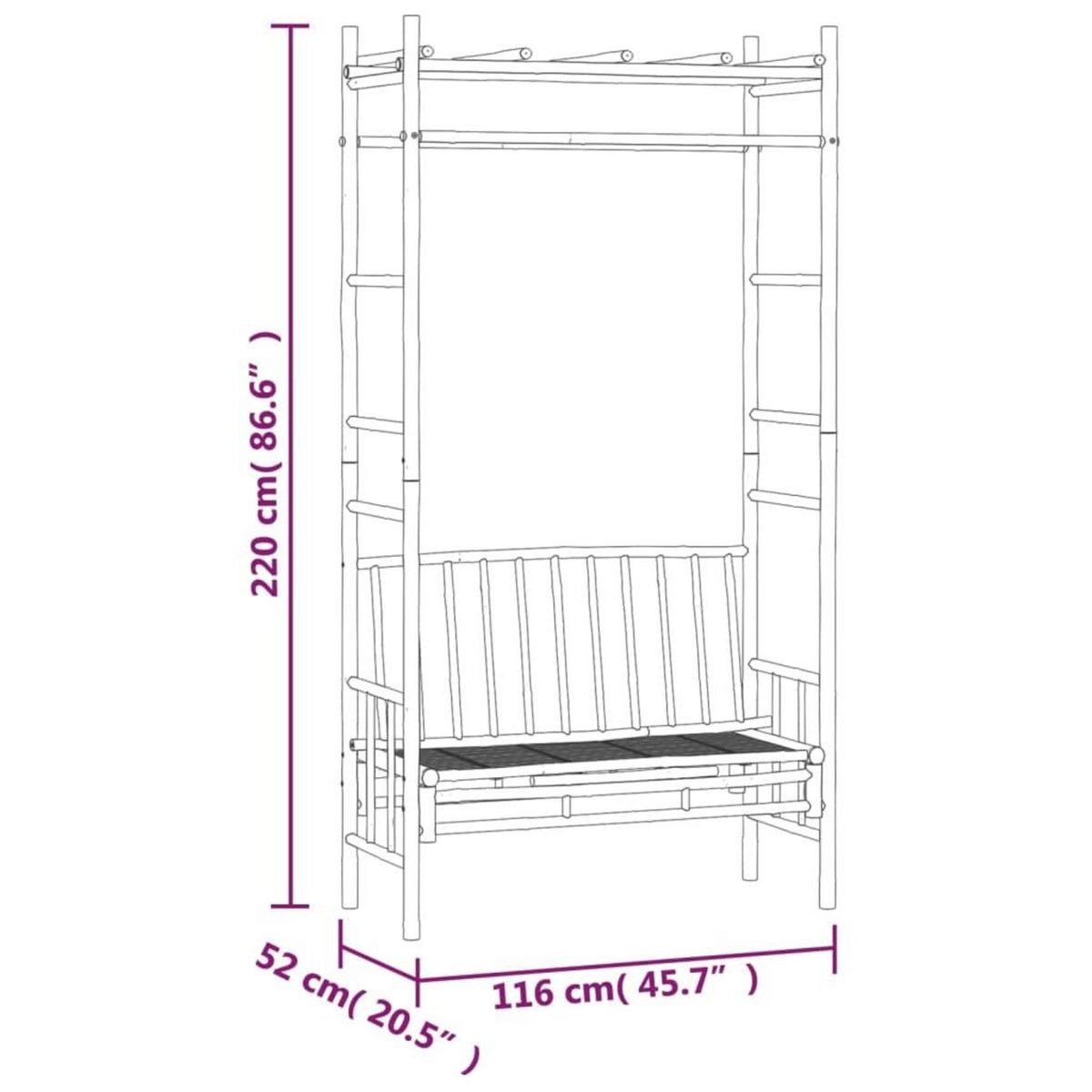 VIDAXL Banc de jardin avec pergola 116 cm Bambou