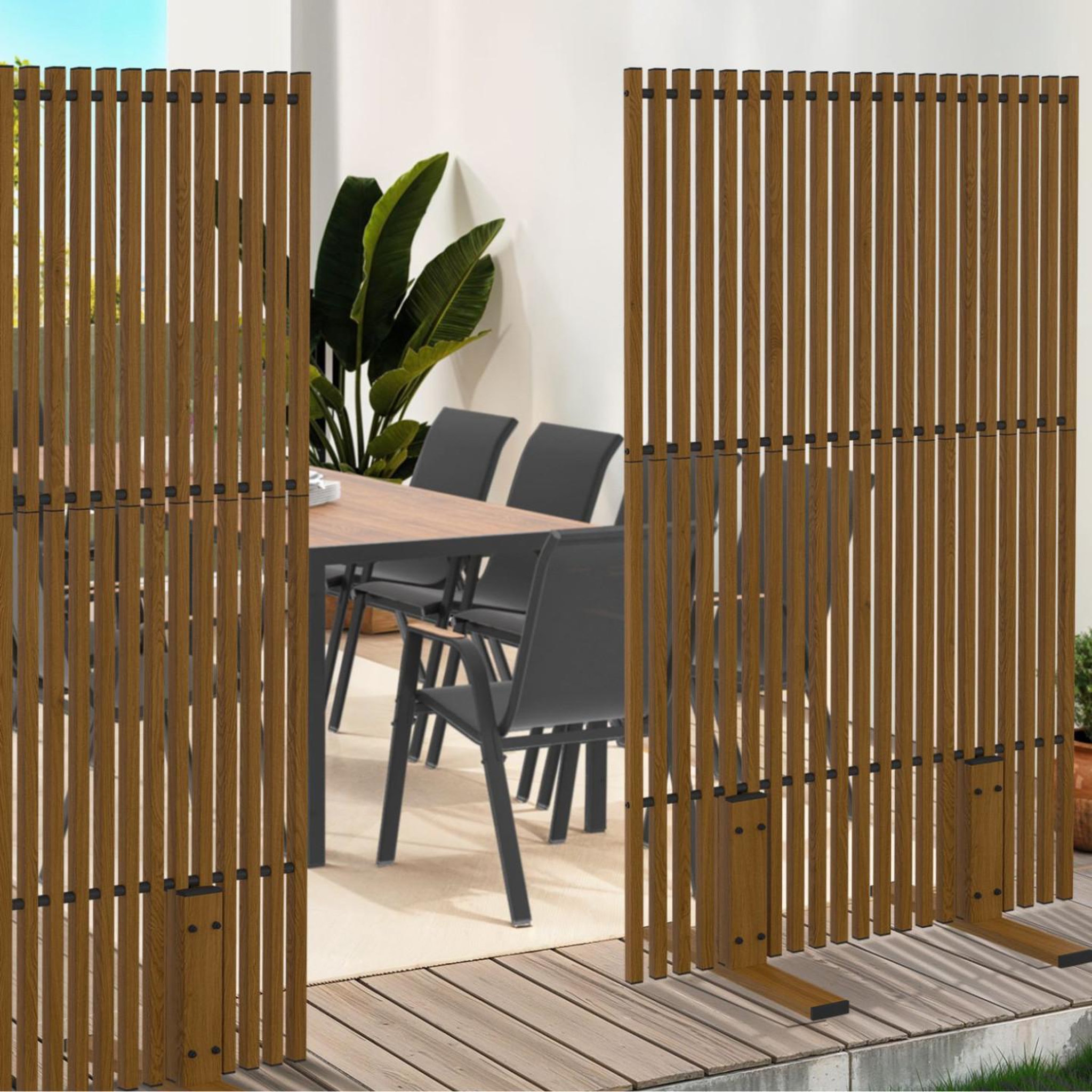 Voir la diapositive 4 : ID MARKET Paravent extérieur ajouré claustra décoratif extérieur 80 x 150 cm effet bois