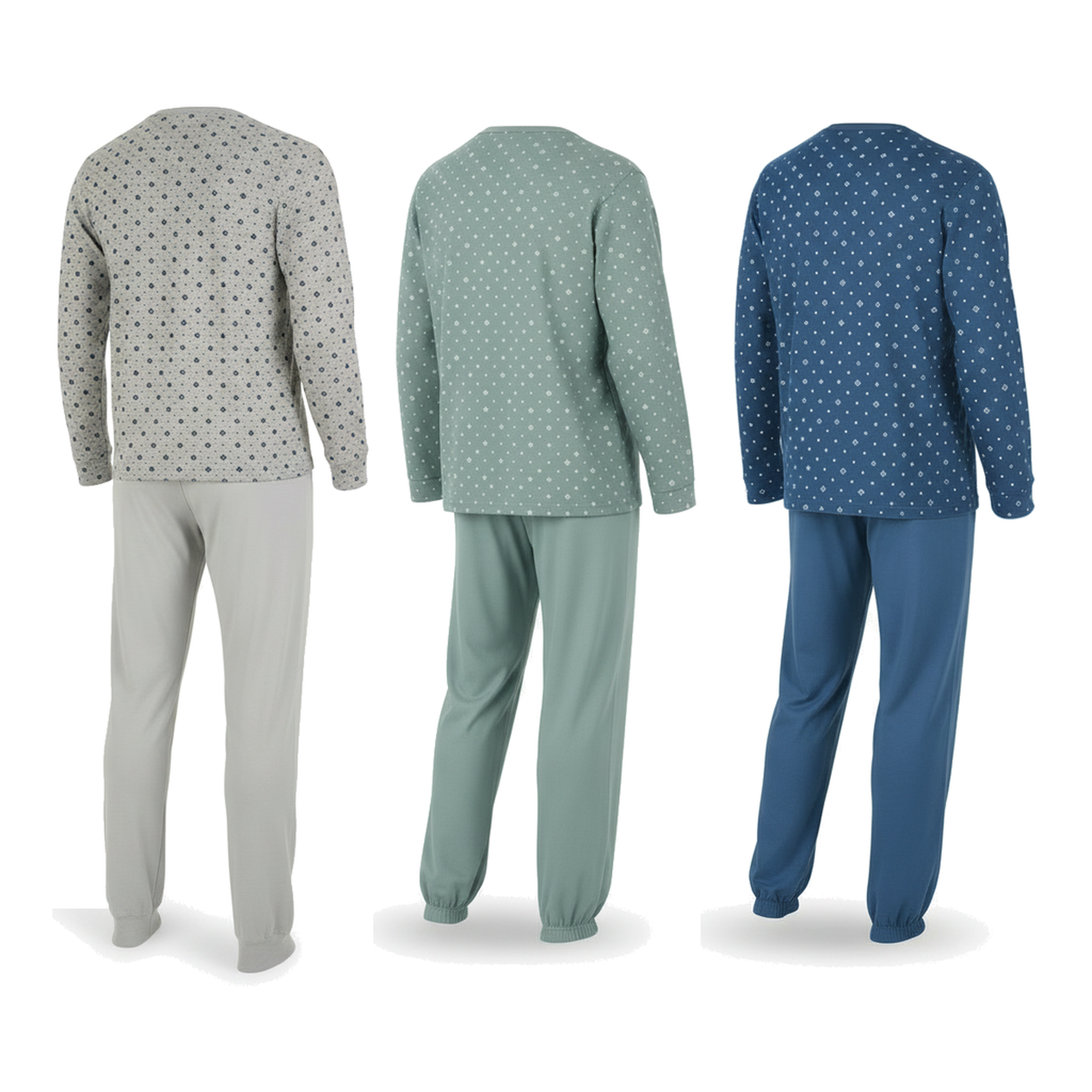 Voir la diapositive 3 : OZABI OZABI Ensemble Pyjama Homme Long Pack de 3, Haut Imprimé Col Boutonné