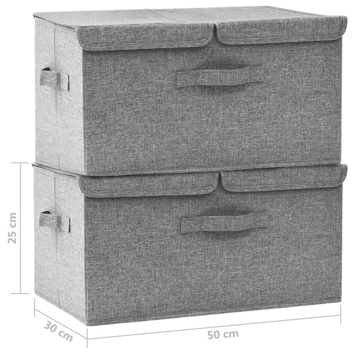 VIDAXL Boîtes de rangement 2 pcs Tissu 50x30x25 cm Gris