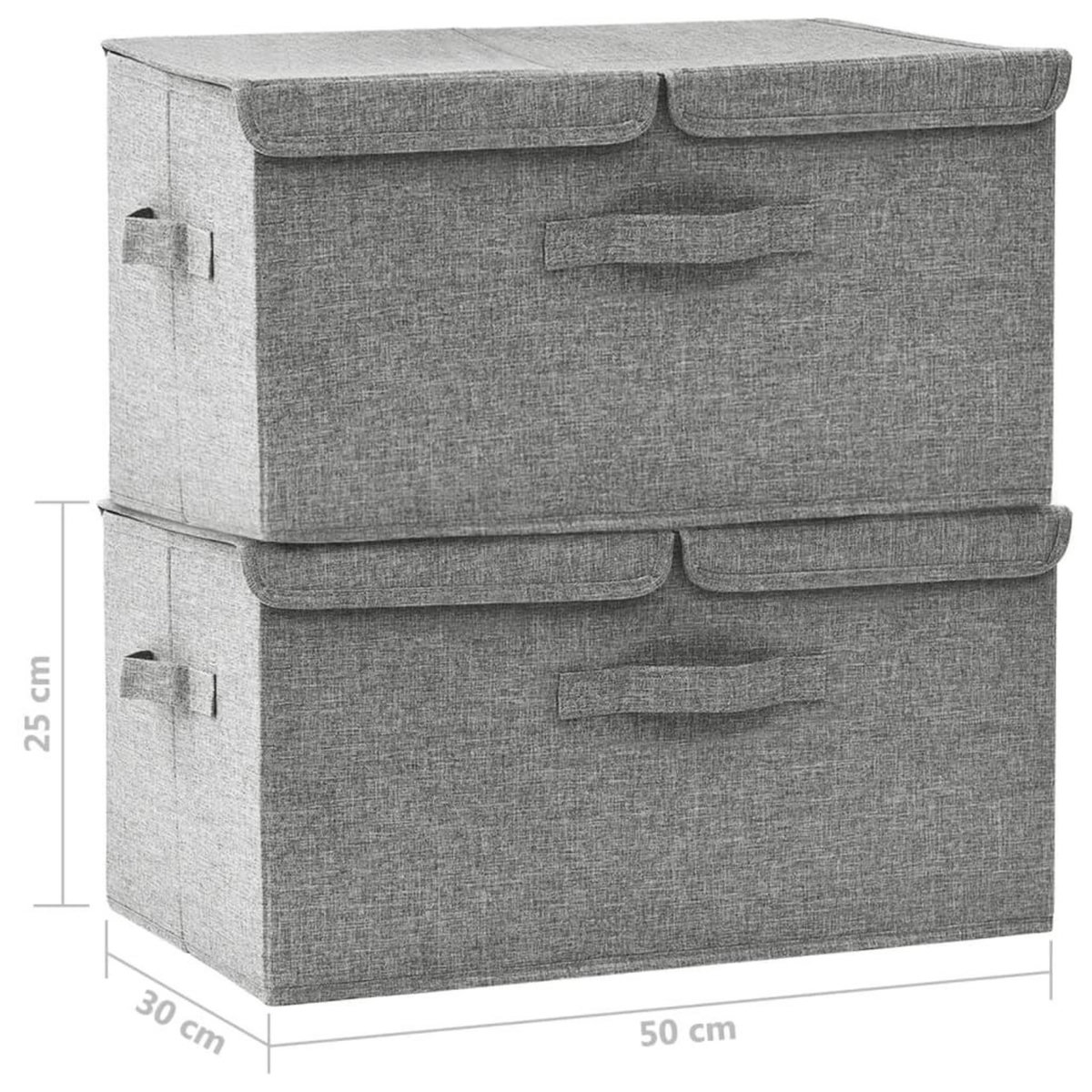 VIDAXL Boîtes de rangement 2 pcs Tissu 50x30x25 cm Gris