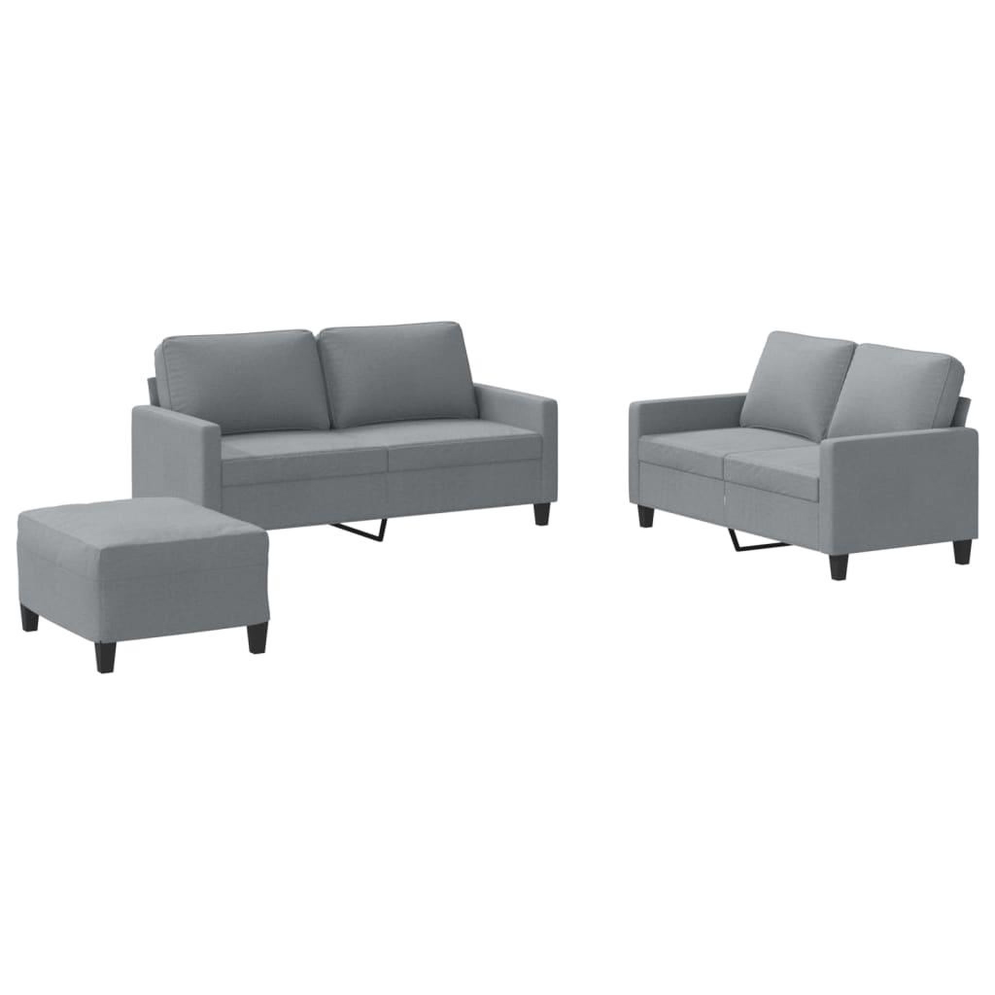 Voir la diapositive 2 : VIDAXL Ensemble de canapes 3 pcs avec coussins Gris clair Tissu