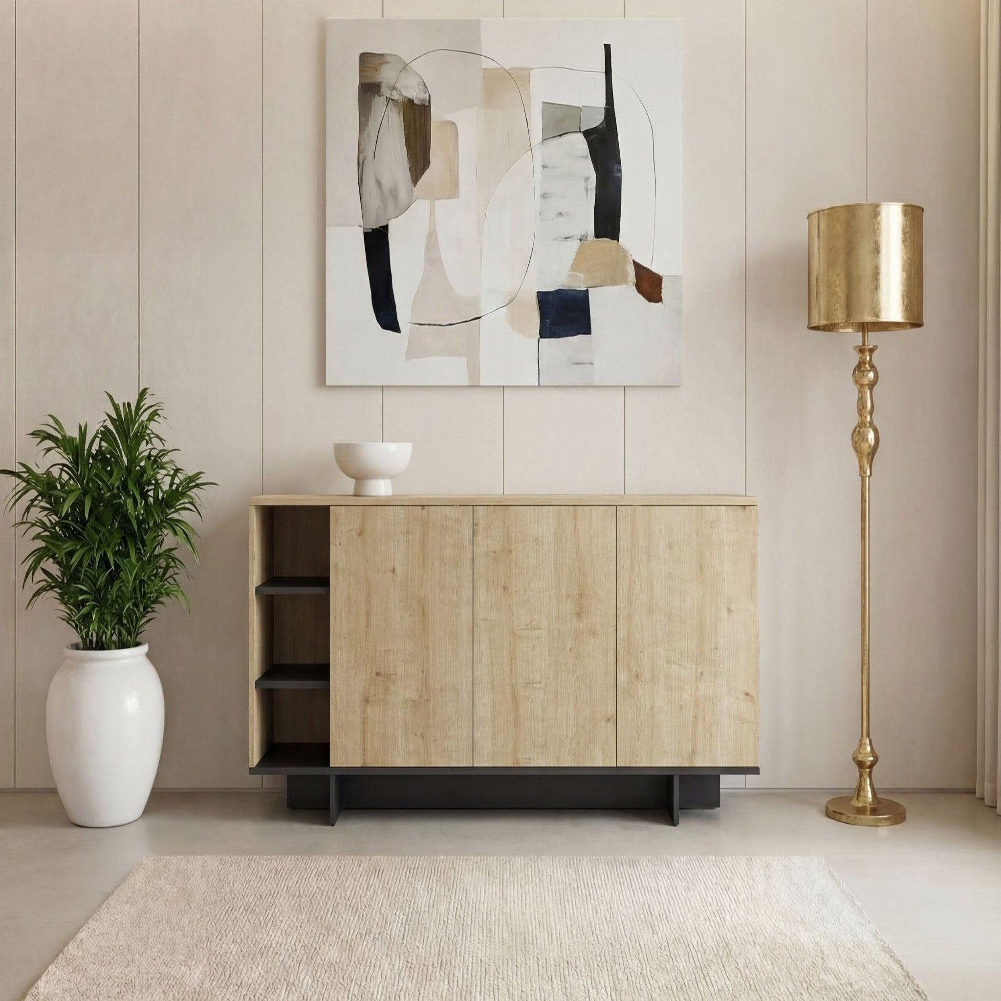Voir la diapositive 2 : CASANOVA PARIS Calyo - buffet 3 portes 170cm en mélamine