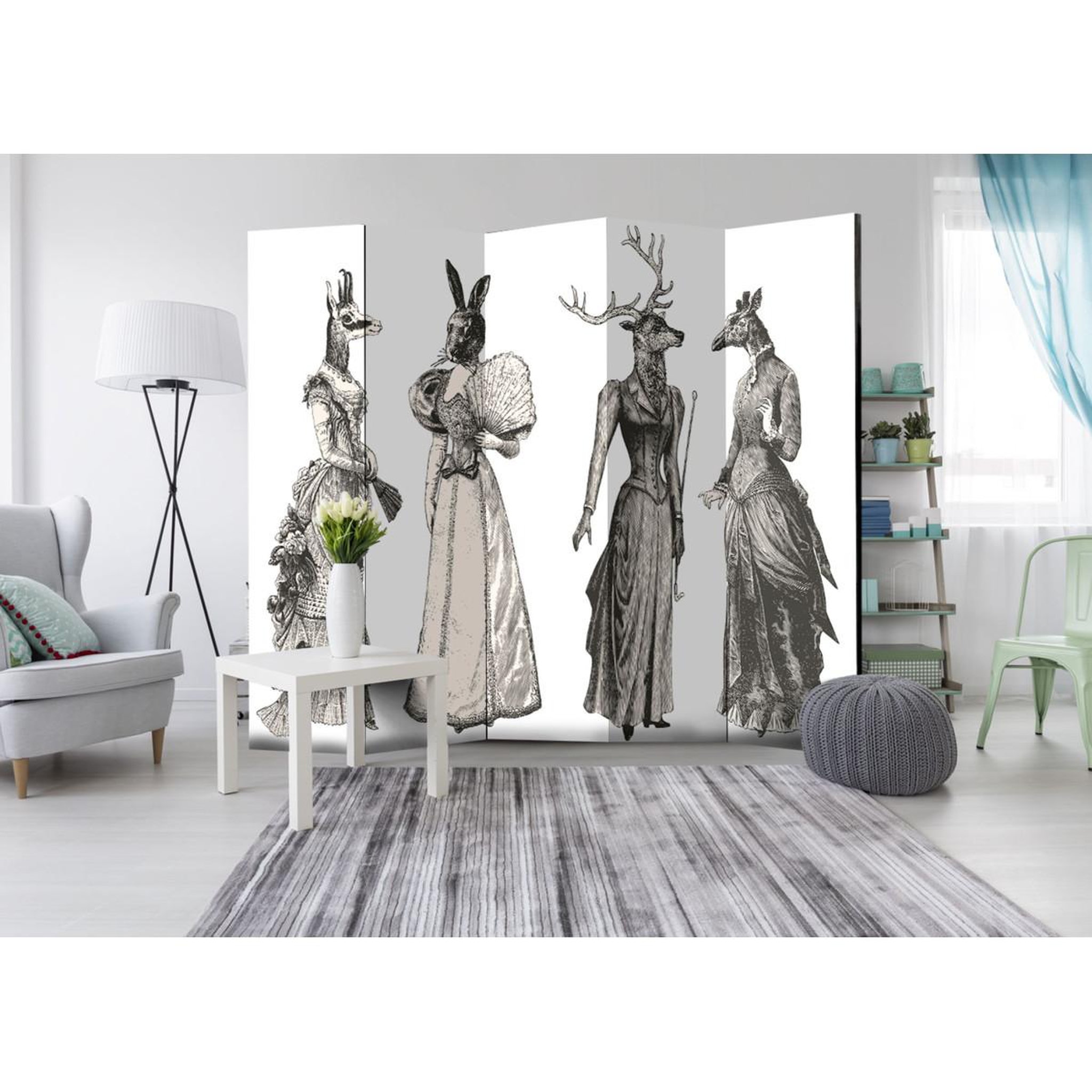 Voir la diapositive 2 : Paris Prix Paravent 5 volets  chic zoo  172x225cm