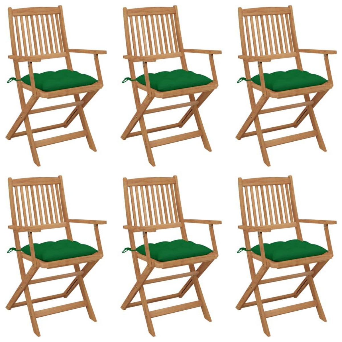 VIDAXL Chaises pliables de jardin lot de 6 avec coussins Bois d'acacia
