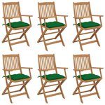 VIDAXL Chaises pliables de jardin lot de 6 avec coussins Bois d'acacia