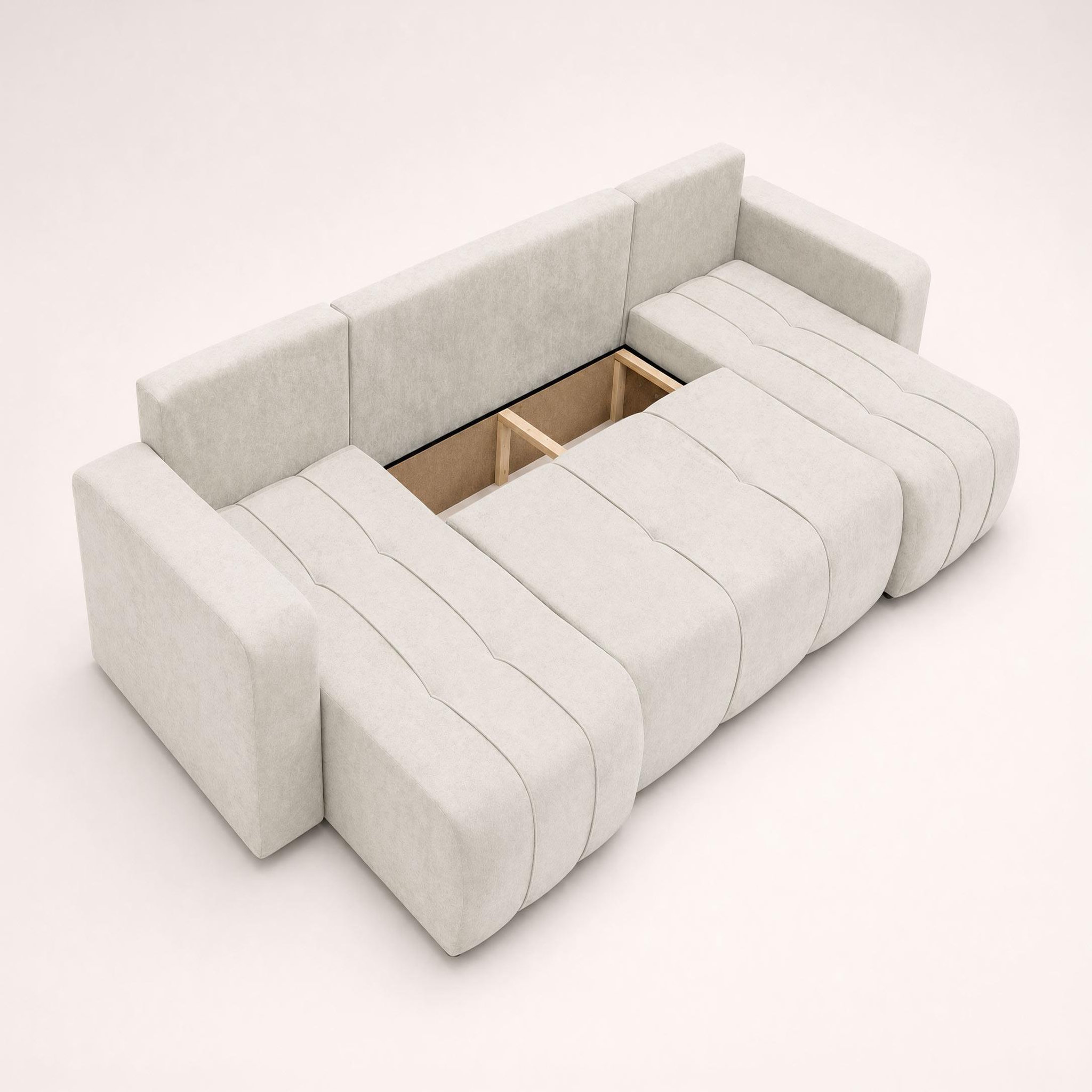 Voir la diapositive 5 : BEST MOBILIER Nicole - canapé panoramique en u 7 places convertible avec coffre en tissu