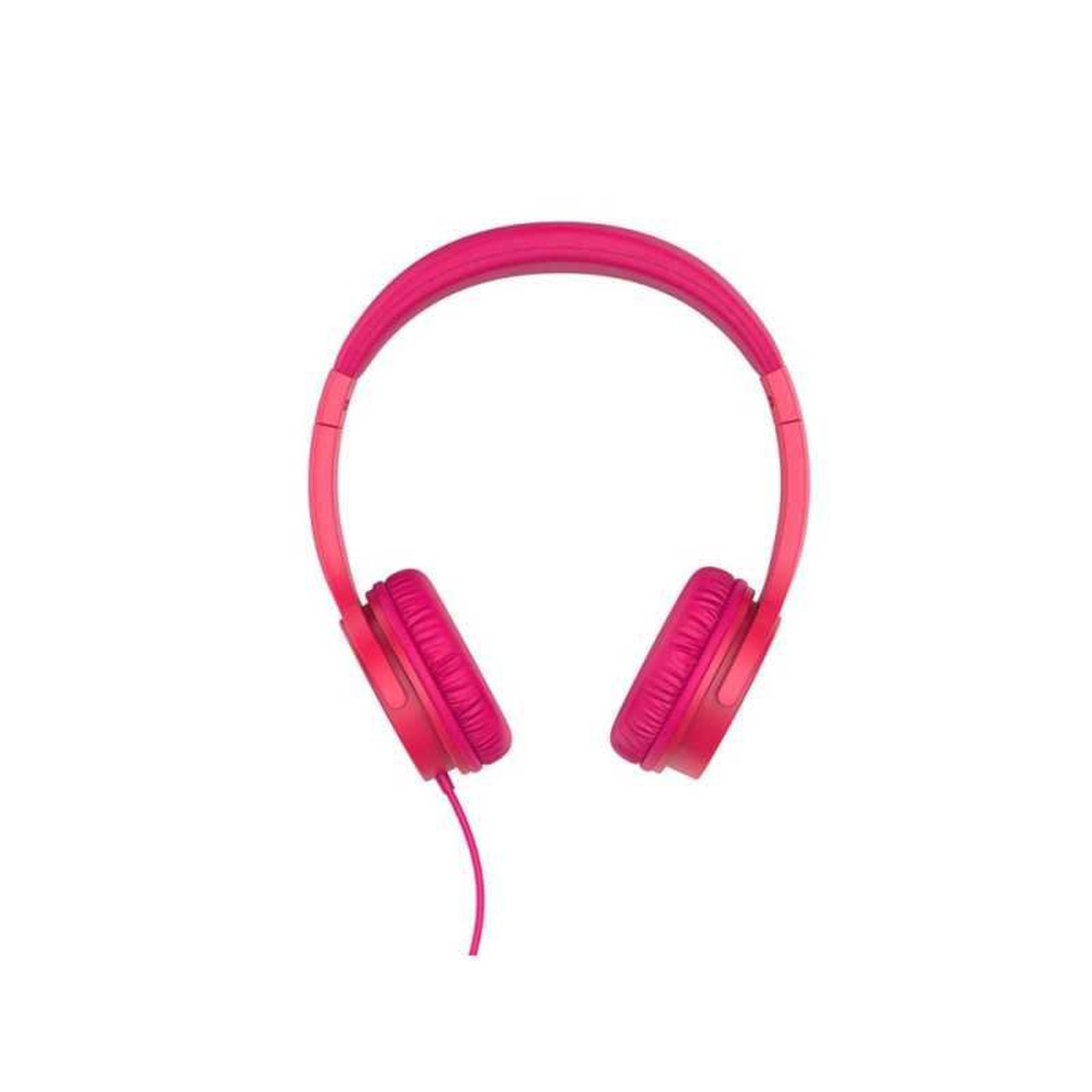 Casque audio enfant Swingson fils sur-oreille rose avec limiteur de volume 85 dB, arceau réglable, coussinets souples, câble 1,2 m jack 3,5 mm