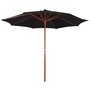 Voir la diapositive 1 : VIDAXL Parasol avec mat en bois 300x258 cm Noir