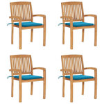 VIDAXL Chaises de jardin empilables avec coussins lot de 4 Teck solide