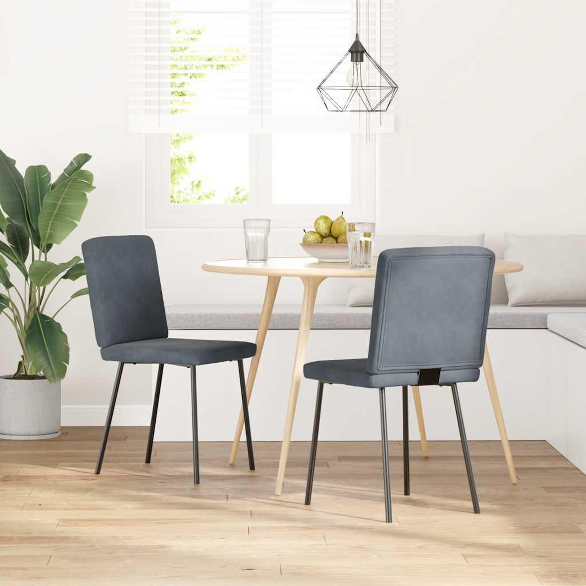 VIDAXL Chaises a manger lot de 2 Gris fonce Velours