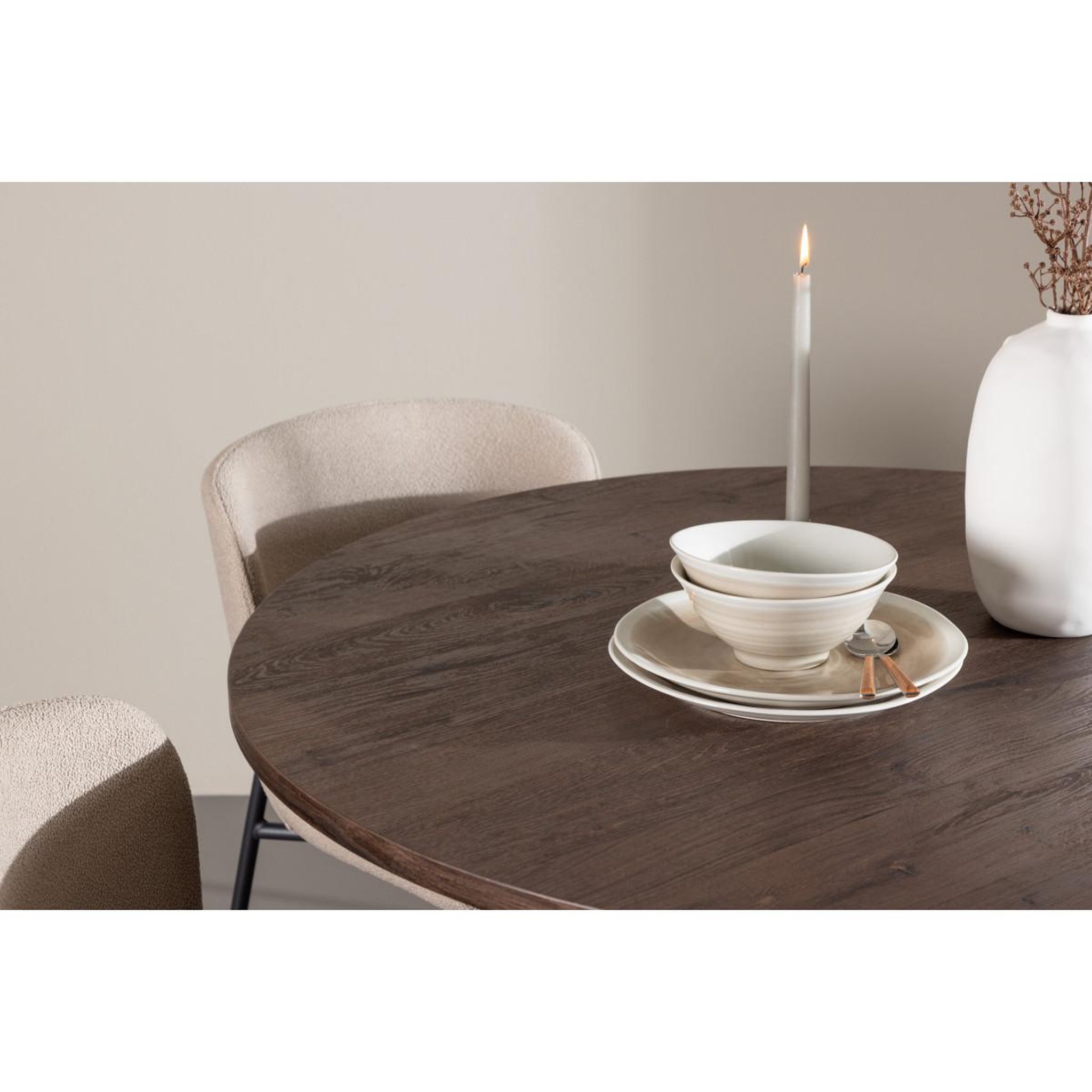 Voir la diapositive 6 : Paris Prix Ensemble table à manger & 4 chaises  bootcut & modesto  110cm moka & beige