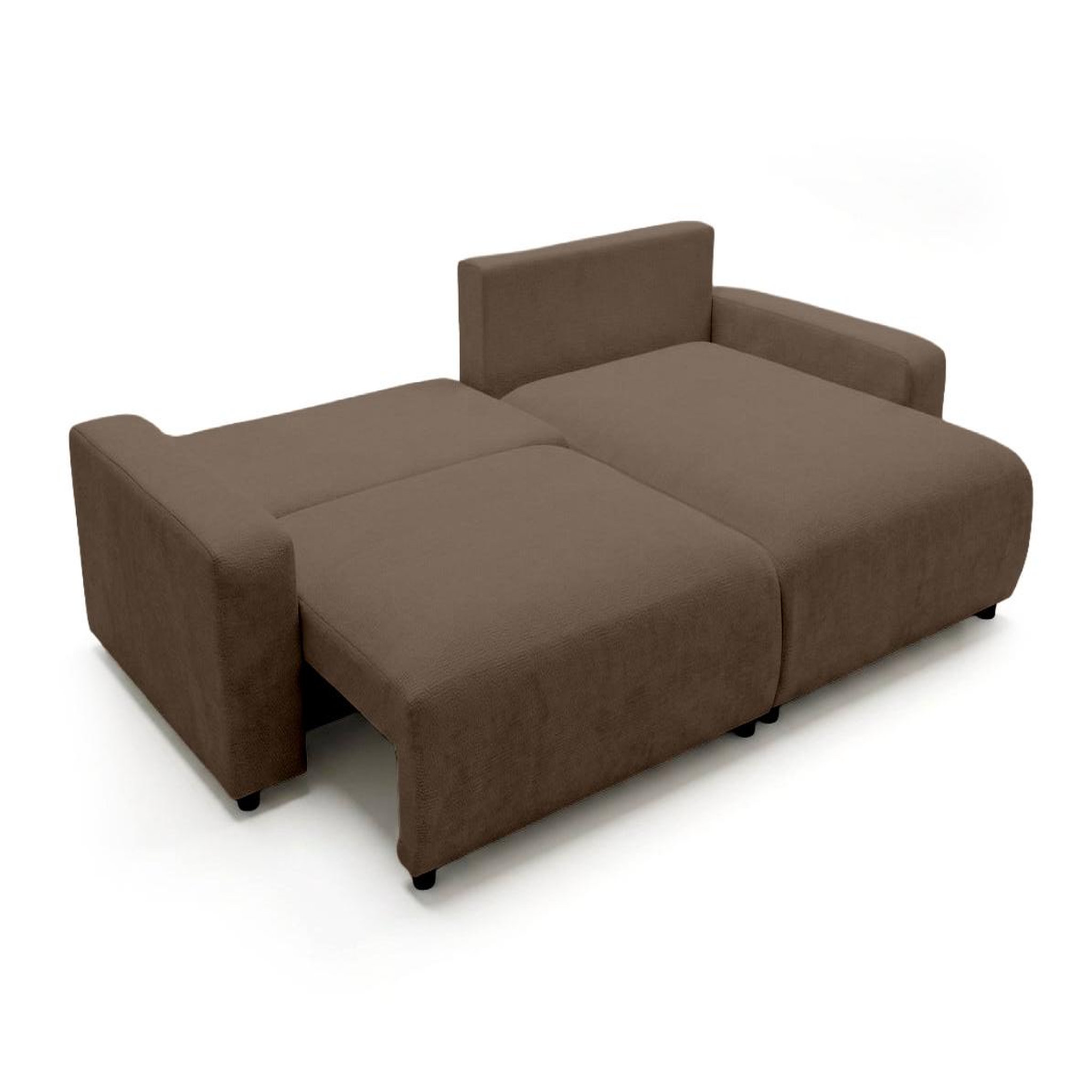 Voir la diapositive 3 : BEST MOBILIER Mini pivoine - canapé d'angle réversible 4 places convertible avec coffre en velours texturé