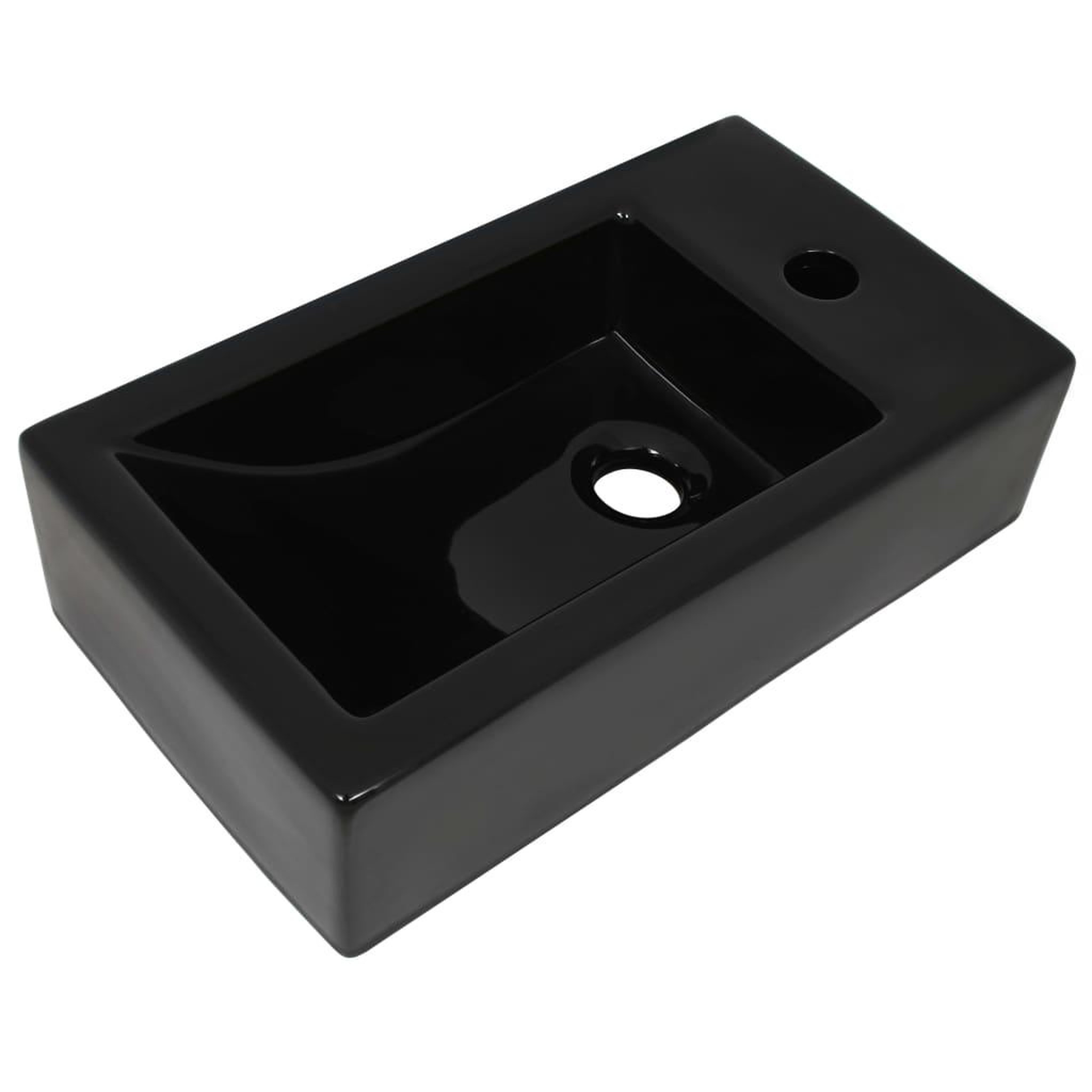 Voir la diapositive 2 : VIDAXL Vasque avec trou de robinet Ceramique Noir 46 x 25,5 x 12 cm