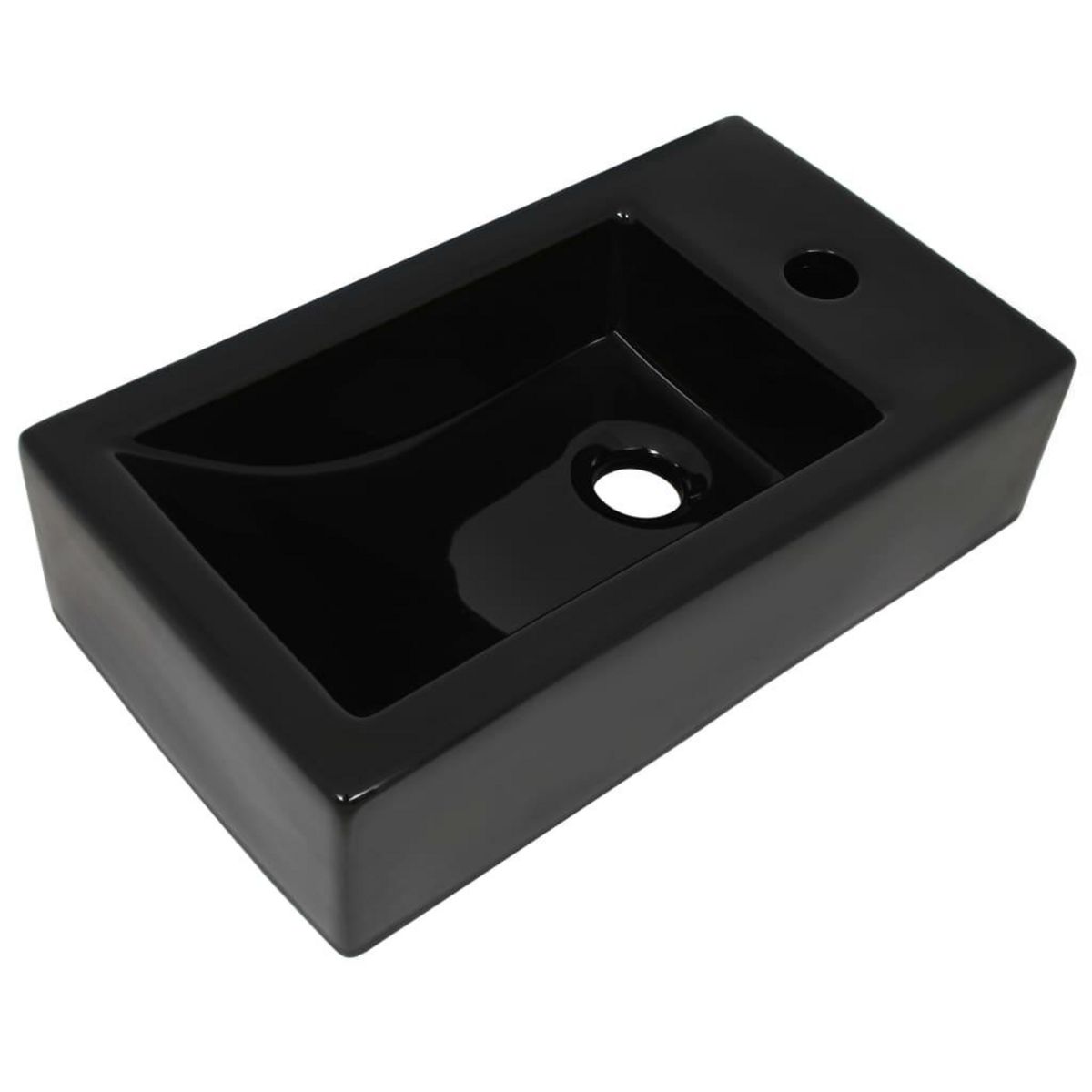 VIDAXL Vasque avec trou de robinet Ceramique Noir 46 x 25,5 x 12 cm