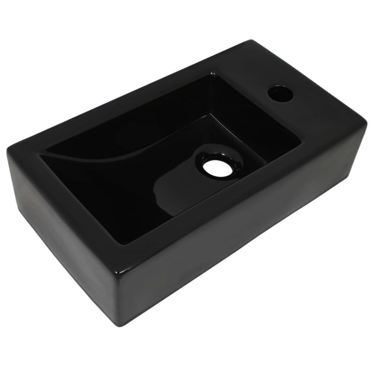 VIDAXL Vasque avec trou de robinet Ceramique Noir 46 x 25,5 x 12 cm