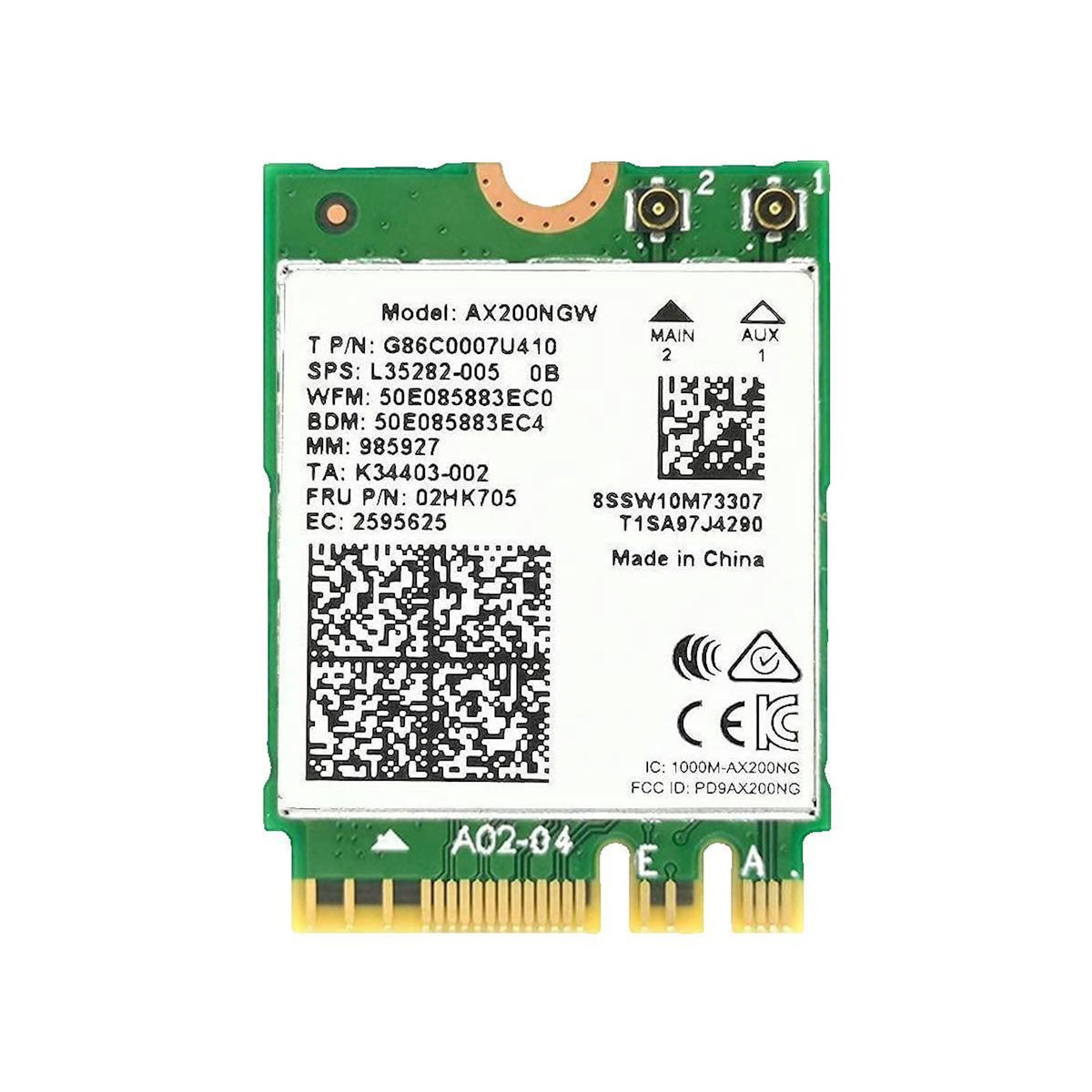 Intel Carte Réseau Intel Wi-Fi 6 AX200 avec Bluetooth 5.0