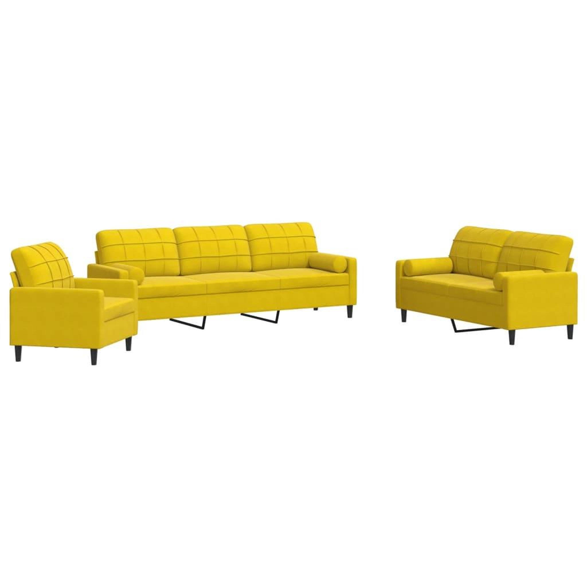 Voir la diapositive 2 : VIDAXL Ensemble de canapes 3 pcs avec coussins et traversins velours