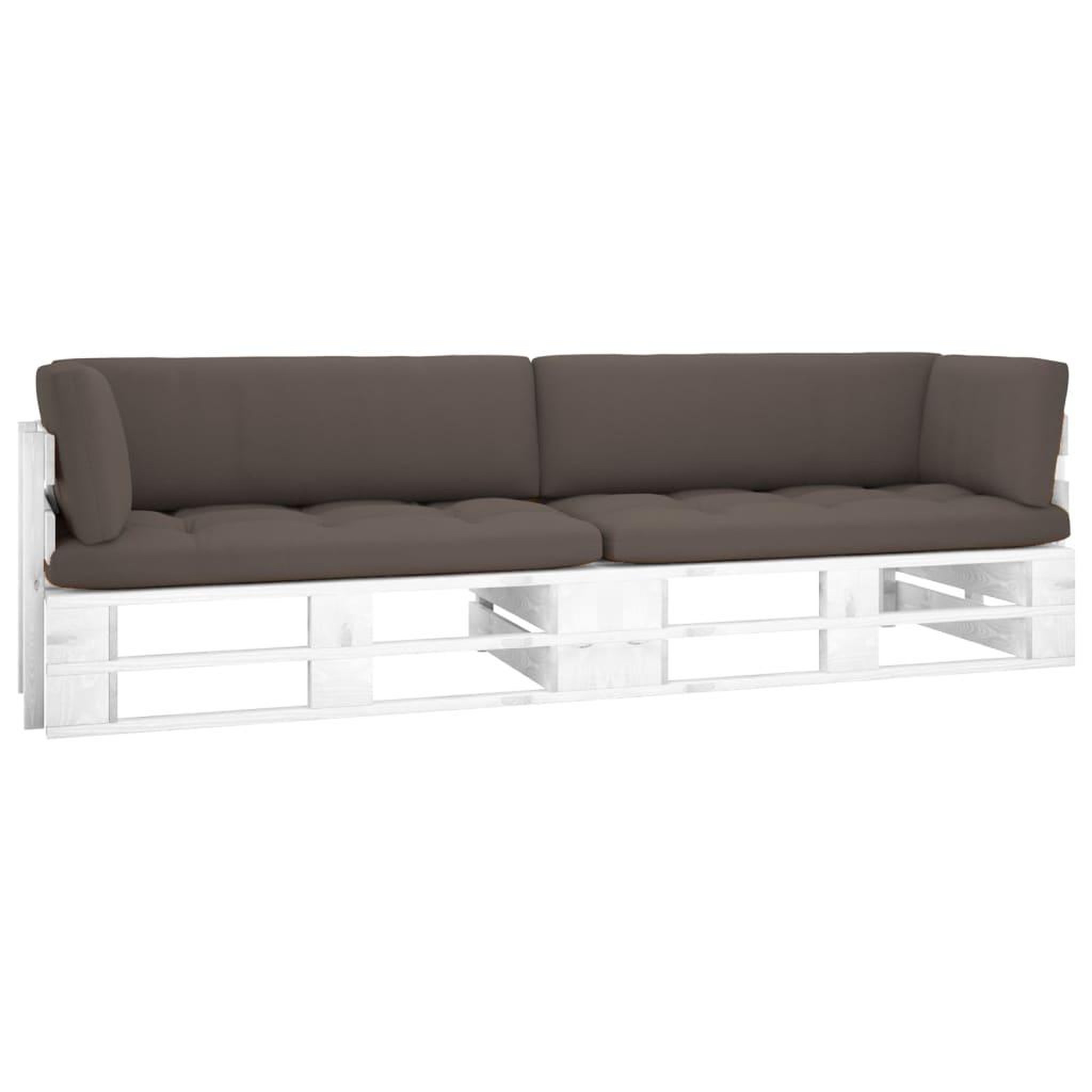VIDAXL Canape palette 2 places avec coussins pin impregne de blanc
