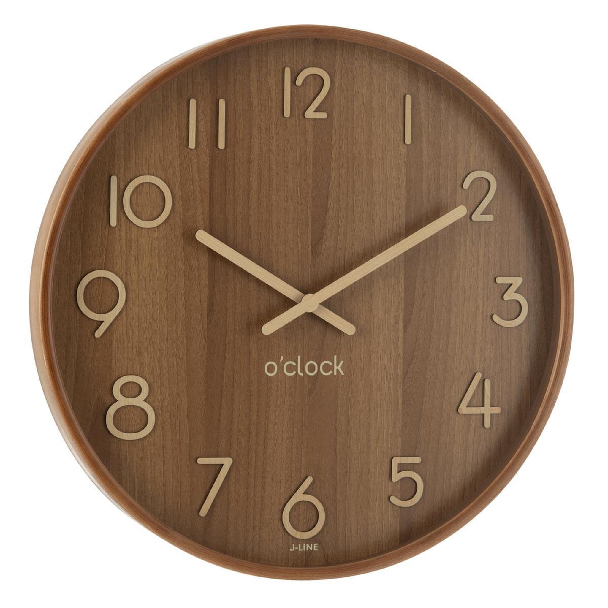 J-LINE Horloge murale en bois  marion  53cm marron