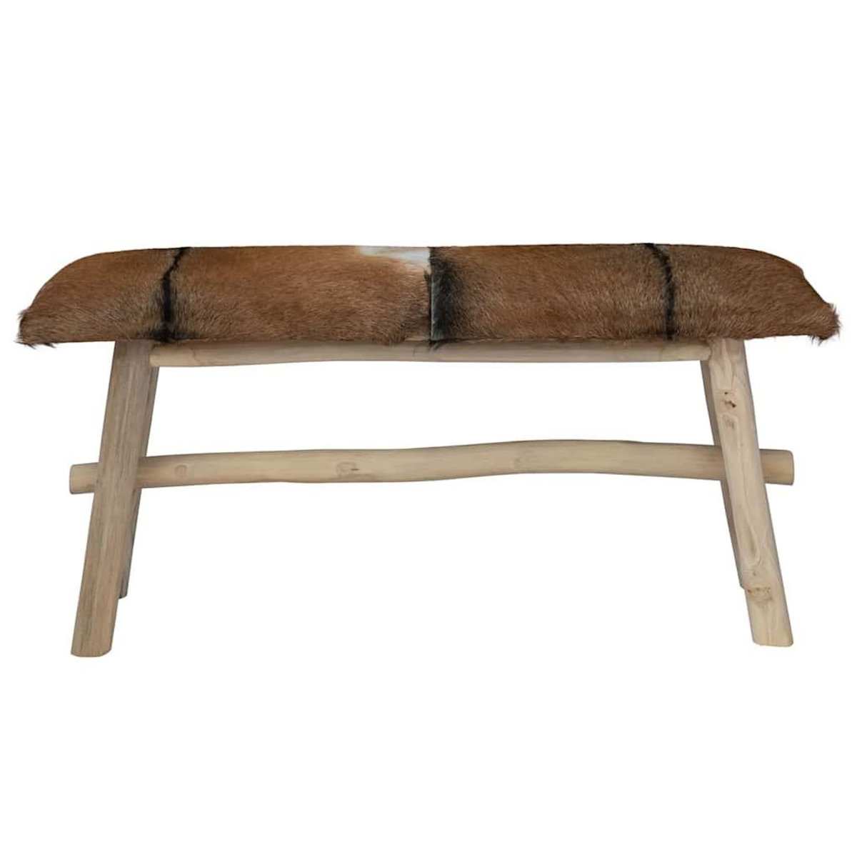 VIDAXL Banc cuir de chevre Teck