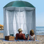 Voir la diapositive 2 : OUTSUNNY Parasol de plage Ø 2,2 x 2,2H cm protection UPF 50 + sac transport, sardines et lestage intégrés vert foncé