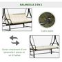 Voir la diapositive 4 : OUTSUNNY Balancelle de jardin 3 places convertible inclinaison toit réglable matelas grand confort rembourrage 8 cm fourni 1,96L x 1,17l x 1,78H m métal époxy noir crème