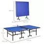 HOMCOM Table de ping pong tennis de table pliable 8 roues - filet, 2 raquettes, 3 balles inclus - noir bleu