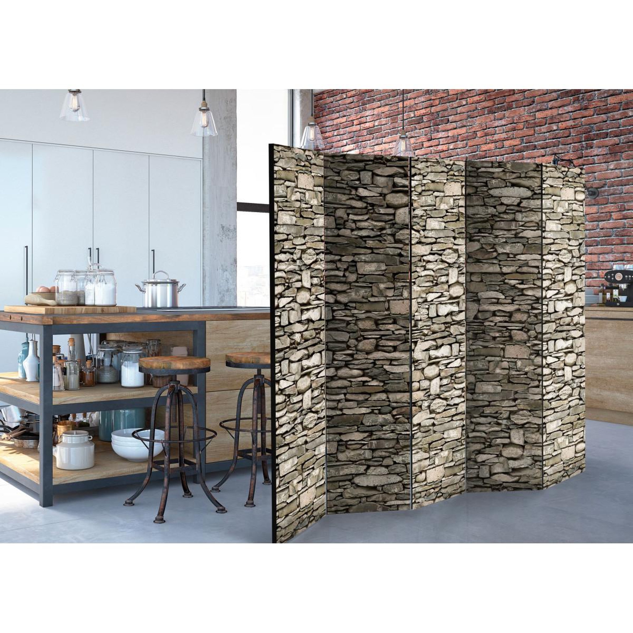 Voir la diapositive 2 : Paris Prix Paravent 5 volets  stony enchantment  172x225cm