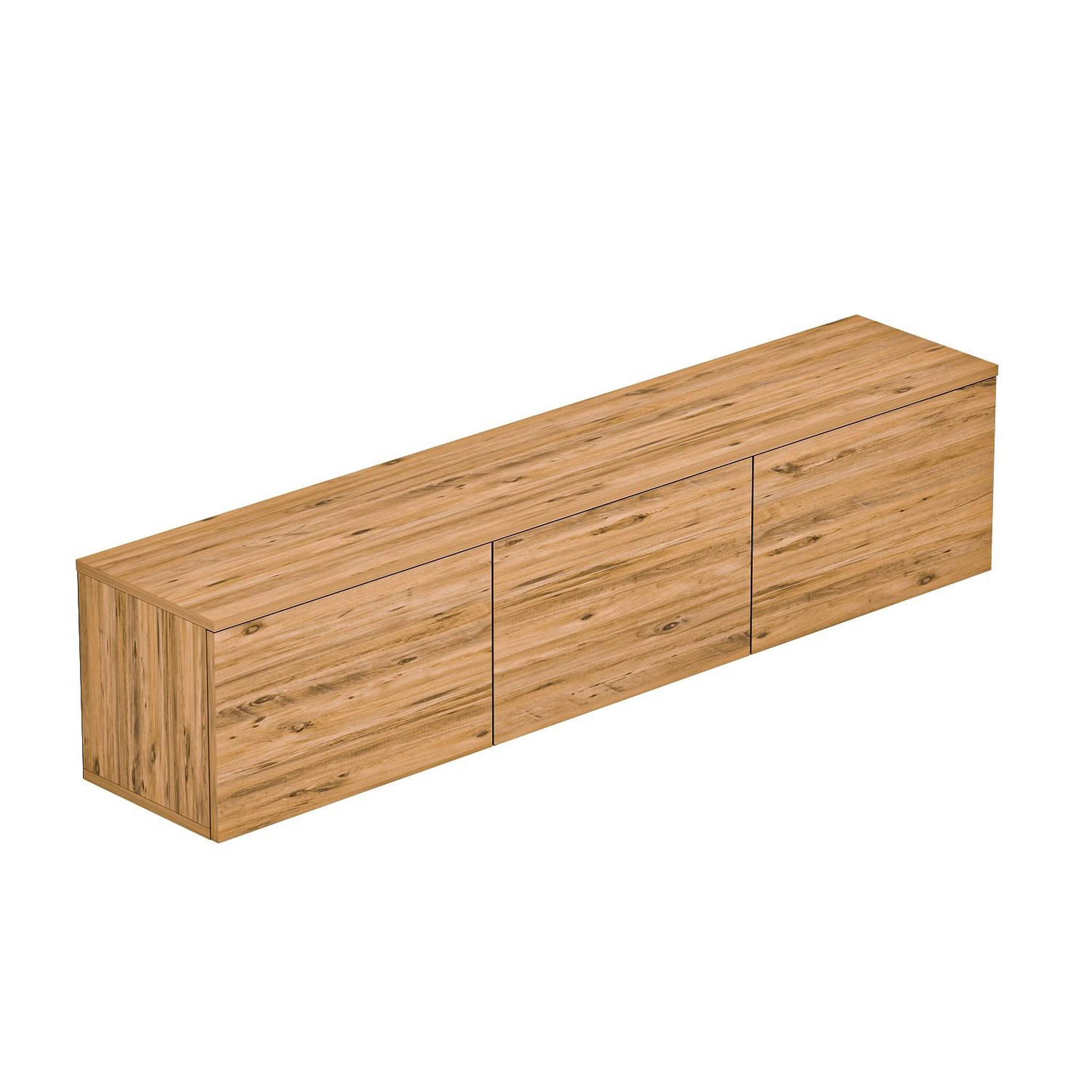 Habitat et Jardin Meuble tv suspendu en bois avec éclairage led  neon  - 160 x 32 x 35 cm - marron clair
