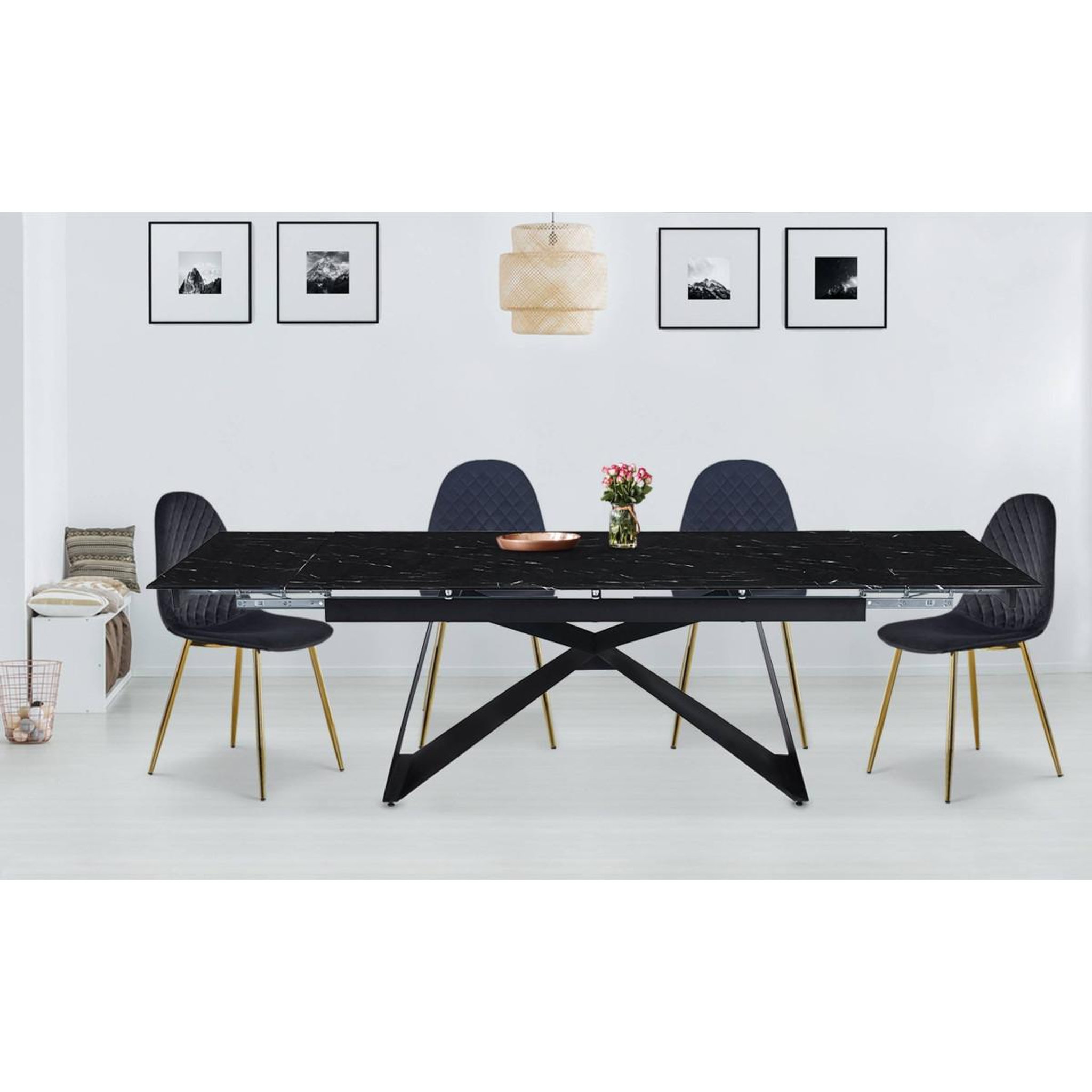 Voir la diapositive 4 : Paris Prix Table de Repas Extensible  Nayla  180-260cm Noir