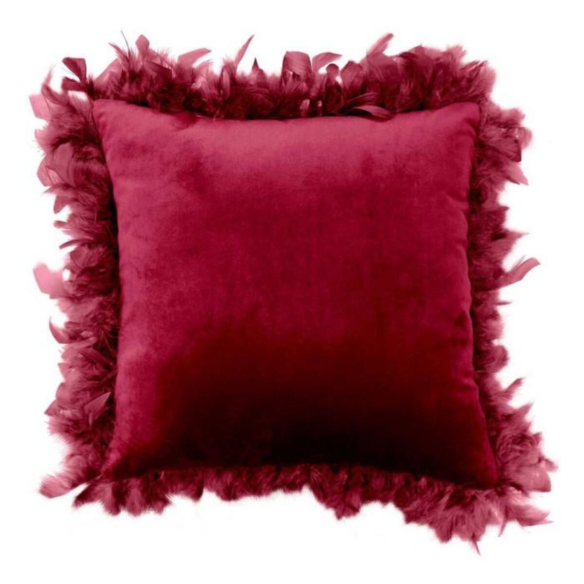 Paris Prix Coussin Déco Plumes  Marlina  40x40cm Bordeaux