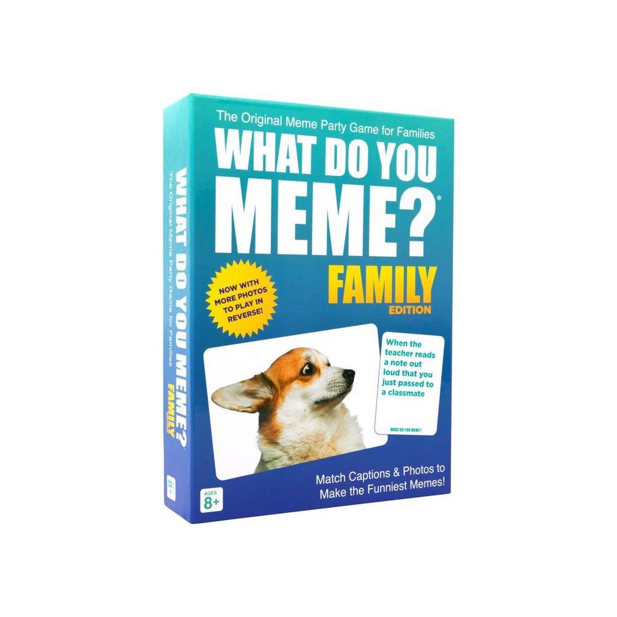 Jeu de société What Do You Meme - Édition Family, match cartes légendes et photos, jeu d'ambiance en anglais, à partir de 8 ans, 2 joueurs