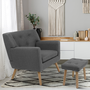 Voir la diapositive 2 : ID MARKET Fauteuil scandinave LIV avec repose pieds en tissu gris anthracite