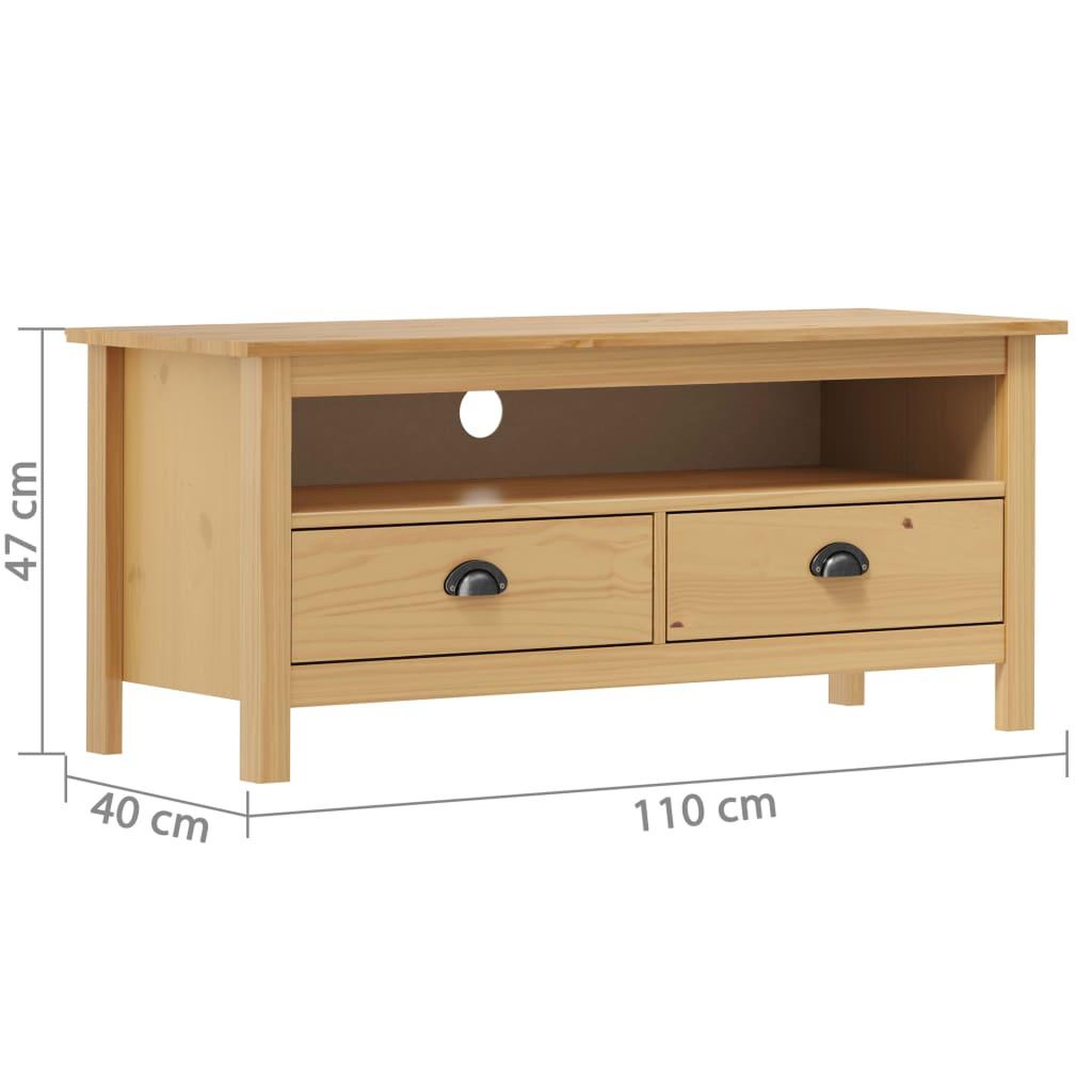 Voir la diapositive 5 : VIDAXL Meuble TV Hill Range Marron miel 110x40x47cm Bois de pin solide