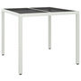 Voir la diapositive 2 : VIDAXL Table de jardin 90x90x75cm Verre trempe et resine tressee Blanc