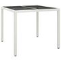 Voir la diapositive 2 : VIDAXL Table de jardin 90x90x75cm Verre trempe et resine tressee Blanc